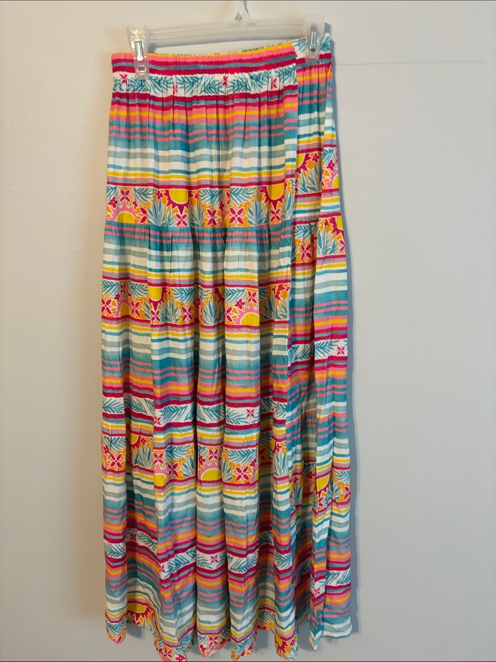 Kenny Flowers Multicolor Stripe & Floral Maxi Skirt. Limited edition. Large.